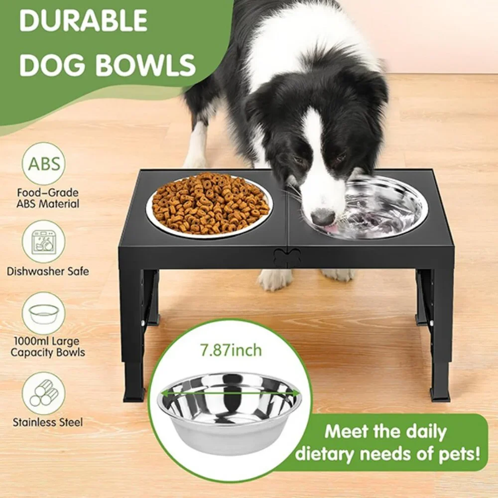 New Elevated Dog Bowls for Large Breeds Adjustable Raised Stand 5 Heights